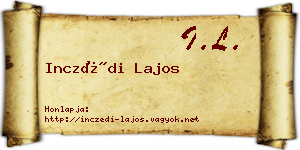 Inczédi Lajos névjegykártya